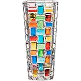 Magcolor Hand Painted Colorful Woven Glass Vase -Crystal Flower Vase- 7.7 inch, Glass Plant Vase for Floral Arrangements, Centerpieces, Weddings, Housewarming, Centerpiece Home Deco