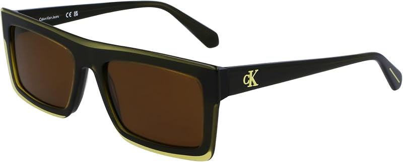 Unisex Adult Sunglasses CKJ23657S - Lime with Solid Olive Lens