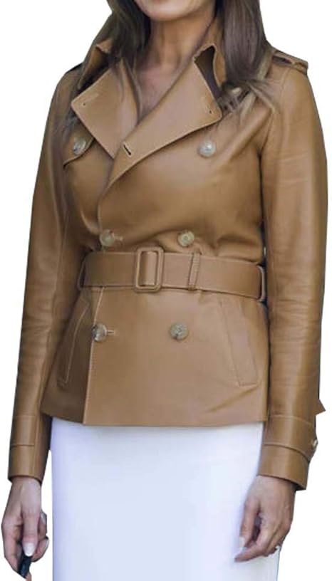trench cuir marron