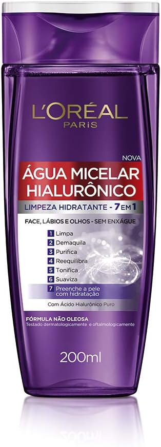 Água Micelar com ativo Hialurônico, 200ml, L'Oréal Paris 