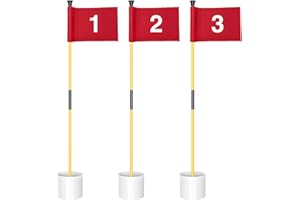 KINGTOP Golf Flagstick Mini, Putting Green Flag for Yard, All 3 Feet, Double-Sided Numbered Golf Flags, Golf Pin Flag Hole Cu