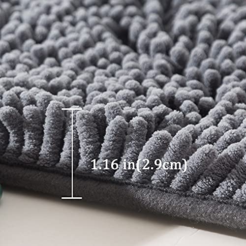 SONORO KATE Bathroom Rug,Non-Slip Bath Mat,Soft Cozy Shaggy Durable Thick Bath Rugs for Bathroom,Easier to Dry, Plush Rugs for Bathtubs, Rain Showers and Under The Sink (Dark Grey, 32\