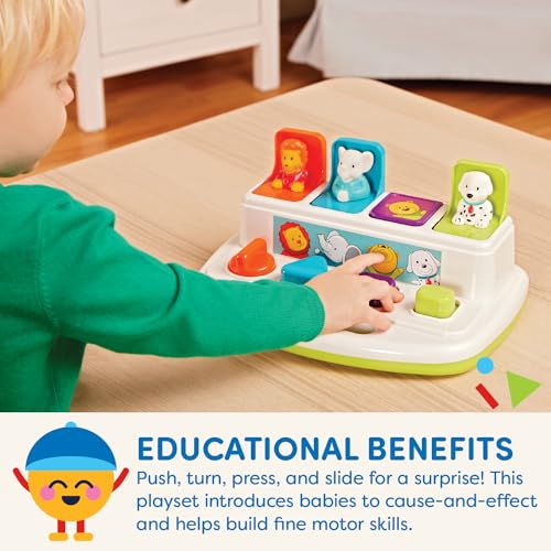 Battat – Cause – And – Effect Toy – Developmental Toy With Buttons & Colors – Color Sorting Animal Toys – For Kids, Toddlers, Babies – 18+ Months – Pop – Up Pals