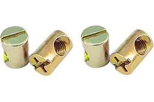 JINSHINING 10Pcs Gold M6 Spring Loaded Barrel Nuts, Slotted Barrel Nuts Cross Dowels, Replacement Screws Cross Dowel with Part 100514 for Furniture Bed Crib and Chairs,Slotted Nuts