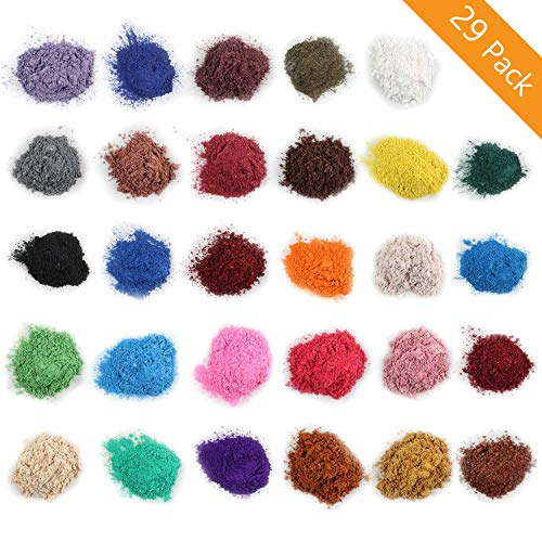 Mica Powder for Bath Bombs [0.1 oz 29 Bags], Cosmetic Grade Soap Making Colorant Pigments for Candle Making, Blush, Eye Shadow, Craft Projects, Nail Art, Resin Jewelry, Blush, Craft Projects