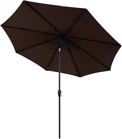 Amazon Com Tempera 10ft Patio Umbrella Outdoor Garden Table Umbrella With Crank And Auto Tilt Function 8 Steel Ribs In 200g Chocolate Olefin Garden Outdoor