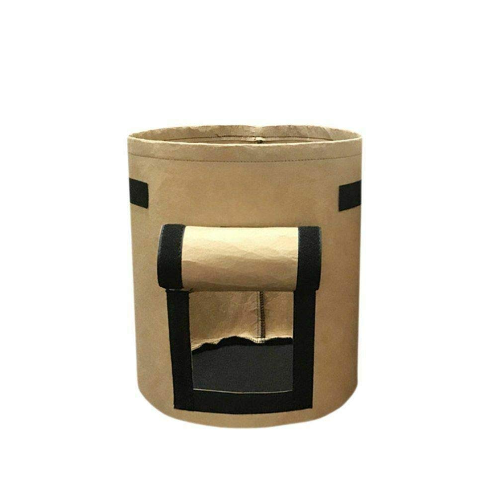 VOANZO 3 Pcs Brown Potato Bags hook and loop Window Vegetable Bags For Potato Tomato And Other Vegetables Breathable Nonwoven Fabric Cloth - 4 Gallon