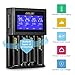 LCD Display Universal Battery Charger, INLIFE Speedy Smart Battery Charger for Rechargeable Batteries Ni-MH Ni-Cd A AA AAA AAAA C SC, Li-ion 18650 26650 26500 20700 22650 18490 17670 17500 17355 (S4)