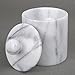 Luxury Hand-Carved Natural Marble Storage Jar – Heavy-Duty Container for Cotton Balls, Swabs, Jewelry and Spices, Made from Taiwan Yushan Stone, Chemical-Free and Elegant, Off-White