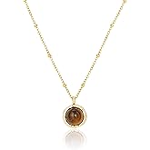 Tigers Eye Necklace Brown Pendant Gold Necklaces for Women Jewelry Collection Mother of Pearl Dainty Coins Evil’s Eye Mountains Pendants 18K Gold Plated Gift for Friends