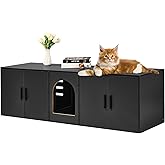 VEVOR Cat Litter Box Enclosure for 2 Cats, 57.9 in Hidden Litter Furniture, Double Room Large Cat Washroom Cabinet, Indoor Wo
