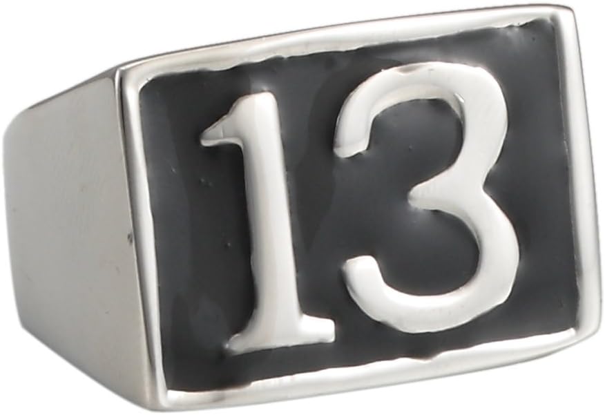 Lucky Number 13 Men's Stainless Steel Biker Motorcycle Stainless Steel Ring Men's Jewelry US Size7-13