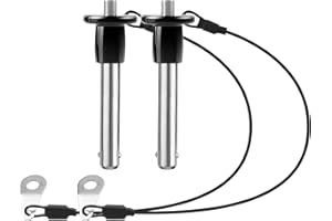 VXCICC 2 Pack 304 Stainless Steel Quick Release Pin 5/16 Inch Diameter Ball Locking Pin with Push Button Round Handle Lanyard Usable Length 1.22"(8mm x 31mm)