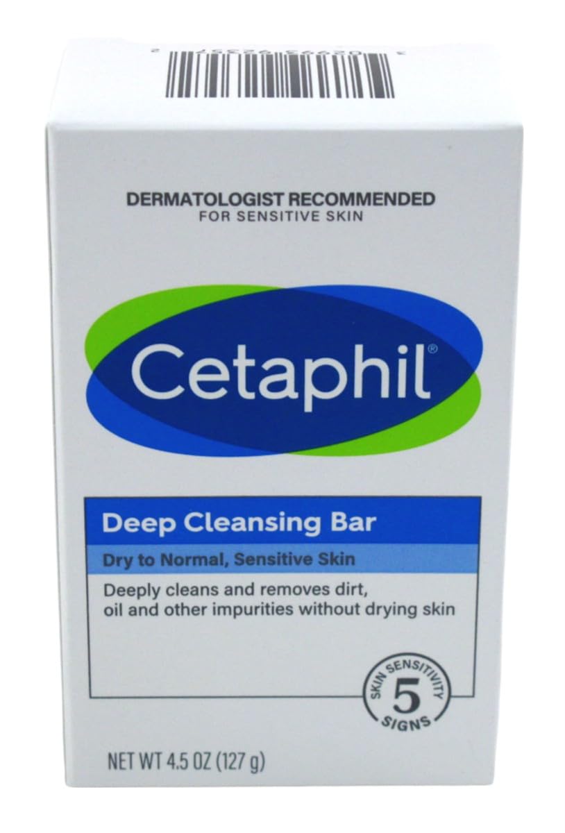 Cetaphil Deep Cleansing Face & Body Bar for All Skin Types, 6 Count