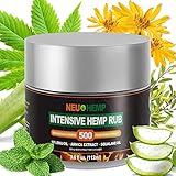 Hemp Cream Relief Rub - 500mg Organic Hemp Oil Extract Topical Soreness Reliever for Arthritis Knee Muscle Relaxer Nerve Plus + Pure EMU Arnica Montana Squalane Daily Lotion Salve Balm Ointment