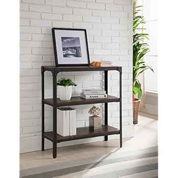 Kings Brand Furniture 3 Tier Antique Finish Bookcase, Walnut / Black
