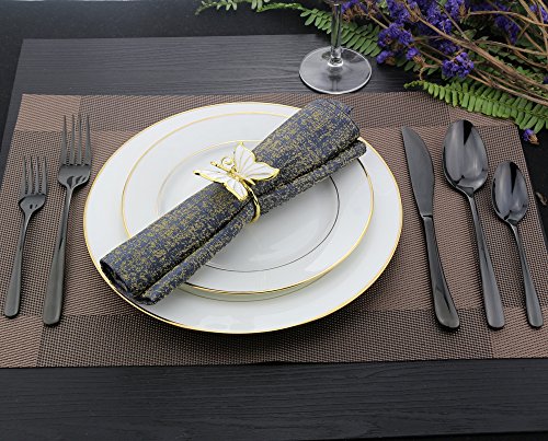 Silverware Set, Black Flatware Set 20 Piece, DEALIGHT 18/10 Stainless Steel Cutlery Eating Utensils Include Dinner Knives, Forks, Spoons, Dessert Forks and Spoons, Service for 4 people - Thumbnail 6