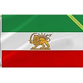Lyh Double Sided 3ply Old Iran Flag 3X5FT, Former Persia Iranian Flag, Iran Lion Sun and Crown Flags, Indoor Outdoor Polyeste