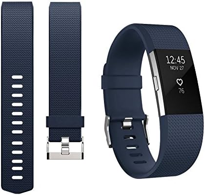 Fitbit Charge 2 Bands, DR Classic Edition Adjustable Comfortable Replacement Wristbands for Fitbit Charge 2 Heart Rate [No Tracker] (Midnight Blue, Large)