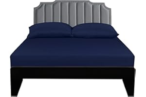 Lirex Twin XL Fitted Sheet Cotton, 300 Thread Count Soft Breathable, 8-10" Deep Pocket Sheet for Hotel Home, Dark Blue