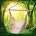 POPCLEAR Hammock Chair Hanging Rope Swing, 330 Pound Capacity, Hanging Chair with Cotton Rope for Indoor, Outdoor, Home, Patio, Deck, Yard, Garden,2 Seat Cushions Included with Hanging Kit (Beige)