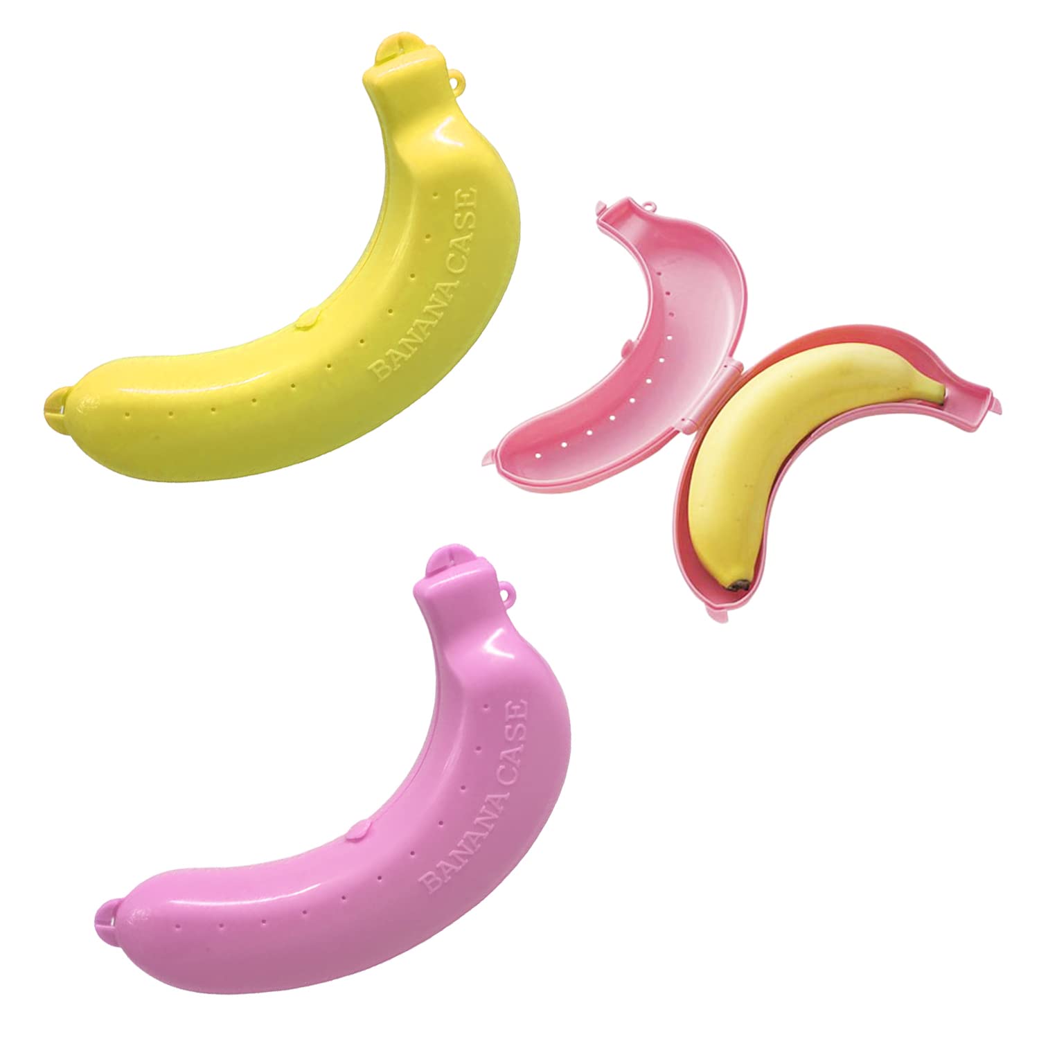 NINVVS 2 Pieces Banana Protector, Plastic Banana Protector Container, Cute Banana Storage Box, Reusable, Fruit Storage Protector Box for Outdoor Travel, Camping, School