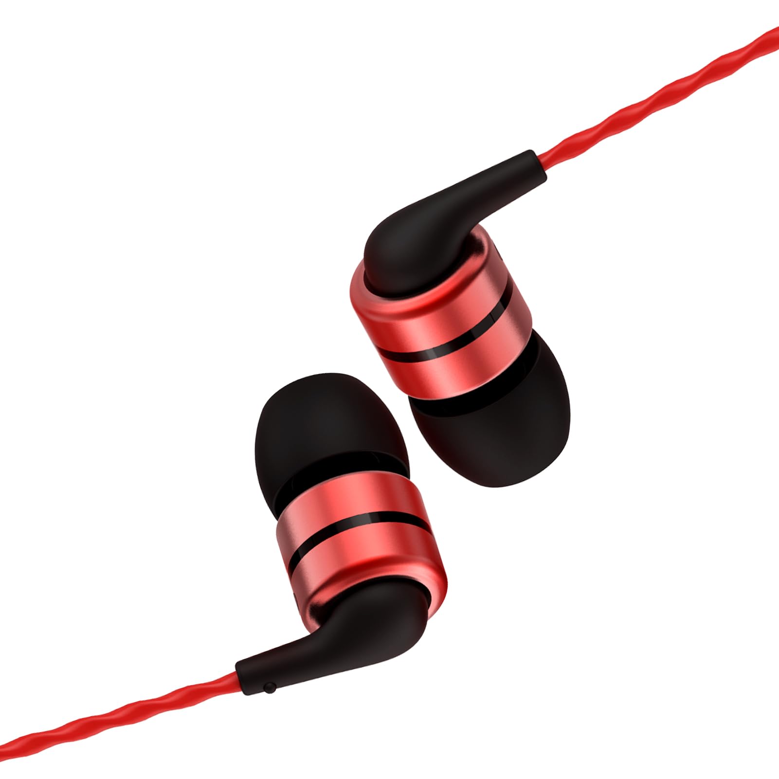 Soundmagic E80C Wired Earbuds with Microphone HiFi Stereo Earphones Noise Isolating in Ear Headphones Comfortable Fit Super Bass for Audiophile and Musician Red