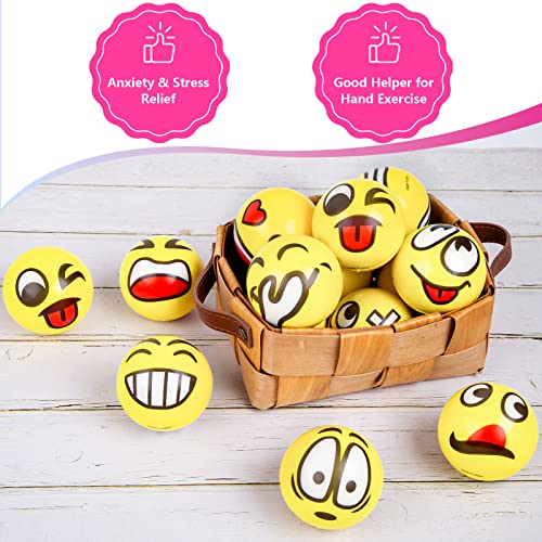 LovesTown 24 PCS Face Stress Balls, 2.5 Inch Funny Face Squeeze Balls Foam Balls for Hand Wrist Finger Exercise Stress Relief Therapy Squeeze