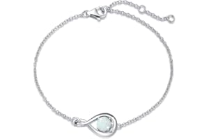 FANCIME Love Bracelet 925 Sterling Silver Infinity Birthstone Bracelets for Women Fine Jewelry Birthday Christmas Gifts for Her Mom Wife, Chain Length 6.7"+1.2" Extend