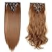 Clip in Hair Extensions 8 PCS 18 Clips 145G Thick Straight Curly Full Head Real Natural Synthetic Fibre Hairpiece 60 colors for Women Lady Girls(17 inch,light brown-curly)
