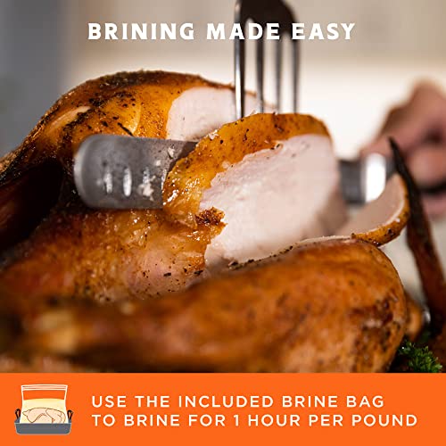 FIRE & FLAVOR CAJUN TURKEY BRINE KIT – INCLUDES BAG AND POULTRY SEASONING FOR ROASTING, GRILLING, SMOKING, AND FRYING BIRDS UP TO 25 LBS