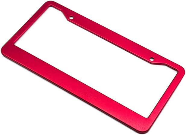 Amazon Balikha 車の前部 後部のための普遍的な金属のアルミ合金のナンバープレートフレーム新しい 赤 31x16cm ナンバーカバー ホルダー 車 バイク