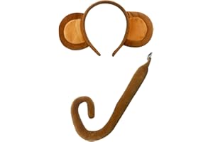 Fiocias Monkey Ears and Tail Set Animals Costume for Themed Parties Holiday