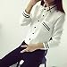 Women's Fashion Elegant Strip Blouses Turn Down Collar Shirt Tops Blouse (L) White