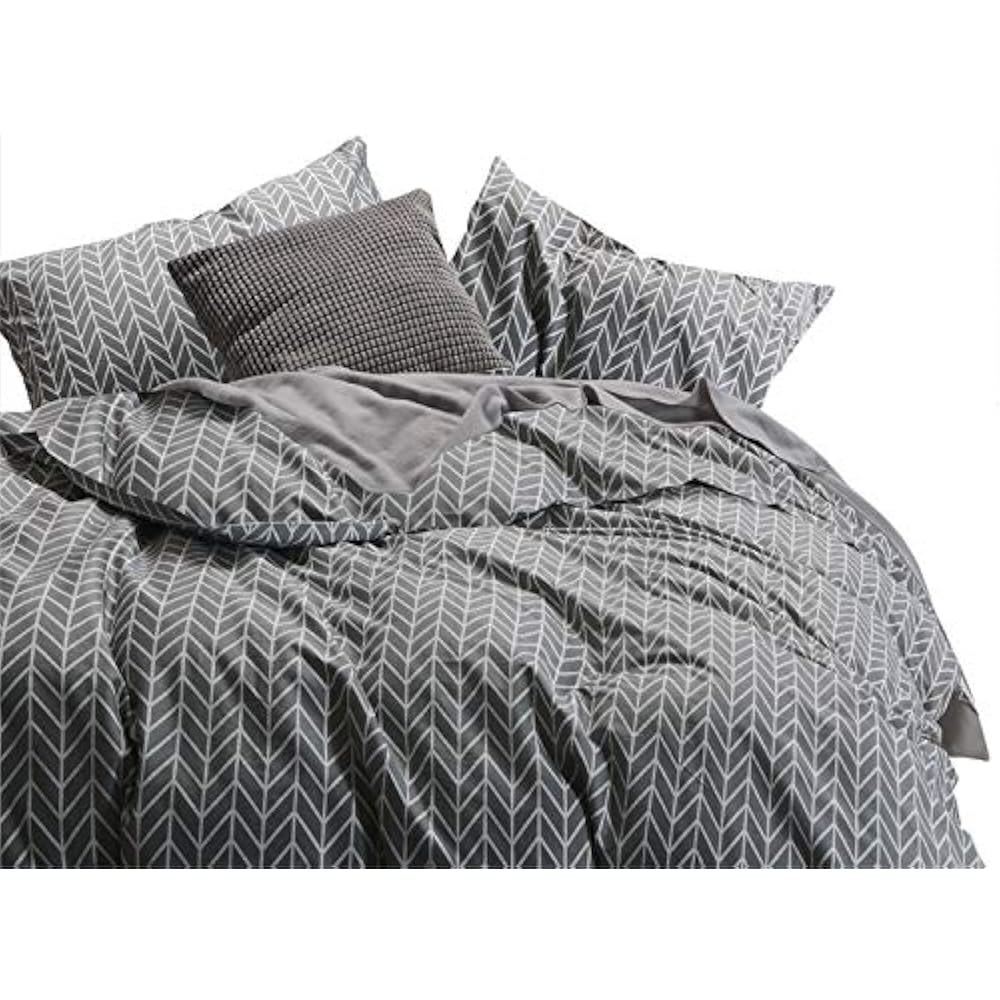 Gray Comforter Set Chevron Zig Zag Geometric Modern Pattern