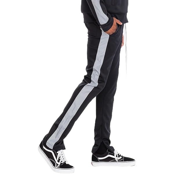 Ma Croix Men's Two Track Track Pants with Ankle Zippers (Small