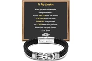 JOYCUFF Gift for Men Black Braided Leather Infinity Bracelet for Men Dad Husband Boyfriend Son Grandson Brother Nephew Uncle Forever Linked Together Stainless Steel Engraved with Love You Forever Jewelry 7.5|8.5|9 Inches