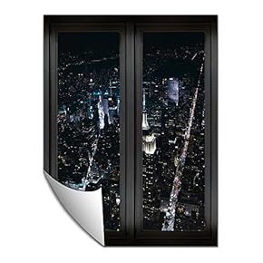Wall Paper Small Wall Mural City at Night Wall Art Removable Wall Decoration for Bedroom Living Room - 24x32 inches