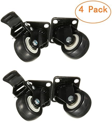Aikoi 4PCS Black 2'' Rubber Swivel Casters Office Sofa Chair Furniture Universal Brake Wheels