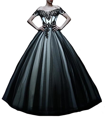 White And Black Tulle Gothic Lace Prom Dresses Wedding Gowns