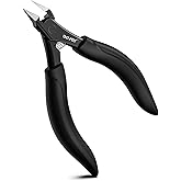 BEZOX Ingrown Toenail Clippers for Seniors, Slant Straight Blade Toe Nail Clippers for Thick and Ingrown Nails, Soft Grip Long Handle Toenail Scissors for Mani & Pedi Nail Care - Black