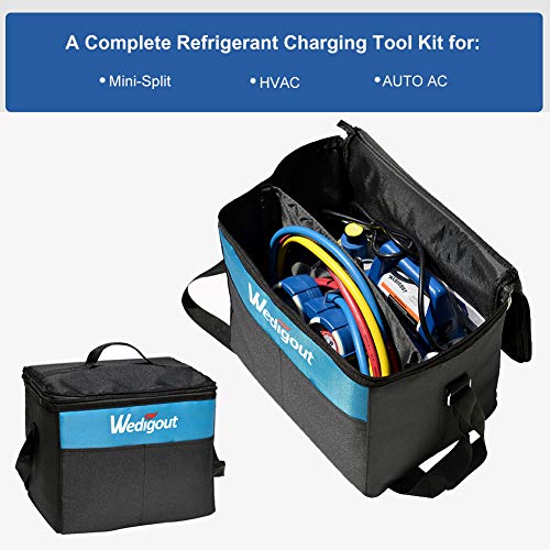 Wedigout AC Repair Tool Kit with 1-Stage 3.5 CFM Air Vacuum Pump and R410A AC Manifold Gauge Set for Mini Split/HVAC/AUTO AC Air Conditioning - Thumbnail 7