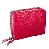 Privé RFID Blocking Women's Wallet - Luxury Geniune Leather Wallet - Identity Theft Protection and Credit Card Protector - Keep Credit Card Information Safe and Secure - Hot Pink