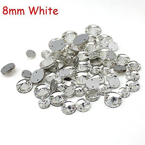 forviupet 50pcs New Silver Color Spacer Clothing Jewelry Beads Stones Sew on Rhinestone Buttons