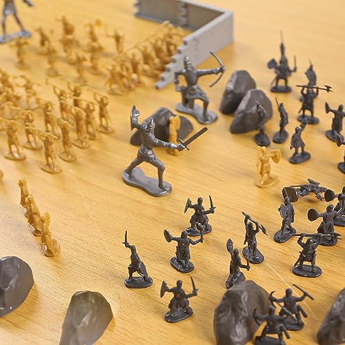 LovesTown 250PCS Medieval Knight Toys, Ancient Toy Soldiers Knight Action Figures Ancient Warrior Figurines with Storage Bag for Boys Birthday