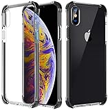 Vproof iPhone Xs Max Case, Transparent Slim Protective Case Cover, Hybrid Hard PC Back + Reinforced TPU Bumper Frame with Corner Drop Absorption for Apple iPhone Xs Max 6.5 Inch 2018 (Black Clear)