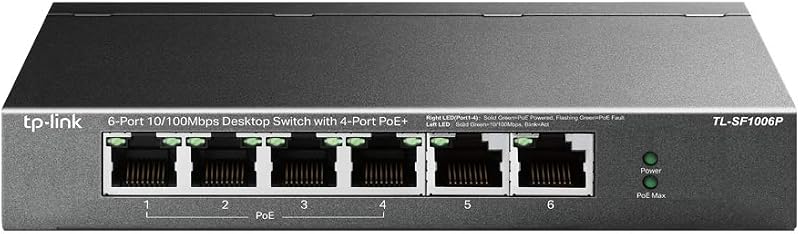 TP-Link TL-SF1006P 6-Port PoE Switch 4x PoE+ 10/100 Mbps Desktop Plug Play