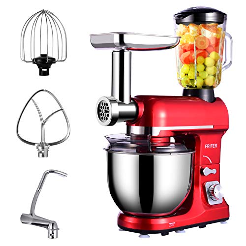Frifer 3 in 1 Electric Stand Mixer, 5QT 6Speed TiltHead Food Mixer