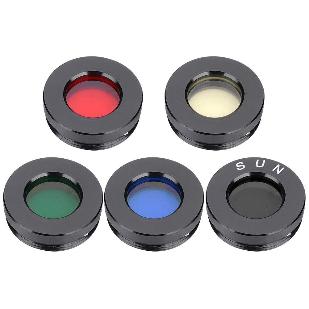 VBESTLIFE 5Pcs Telescope Eyepiece Lens Filter Kit, Color Aluminum Alloy,Enhancing Viewing Optical Eyepiece 0.96Inch Astronomy Telescope Accessory for Moon Nebula Planet Sun Sky