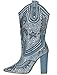 CAPE ROBBIN Women's Rhinestone Cowboy Boots,9 B(M) US,Denim